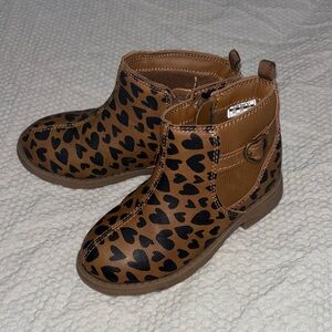 Carter’s Cheetah Print Ankle Boots, Heart Print Brown and Tan